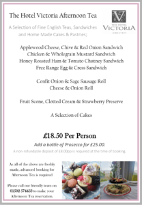 Afternoon Tea Menu Hotel Victoria